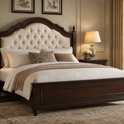 Classic Walnut Upholstered Bed