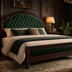 Antique Pine Upholstered Bed
