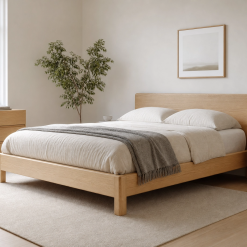 Mahogany Classic Bed with Upholstery