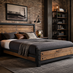Contemporary Black Wood Bed