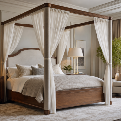 Industrial Wood and Leather Bed