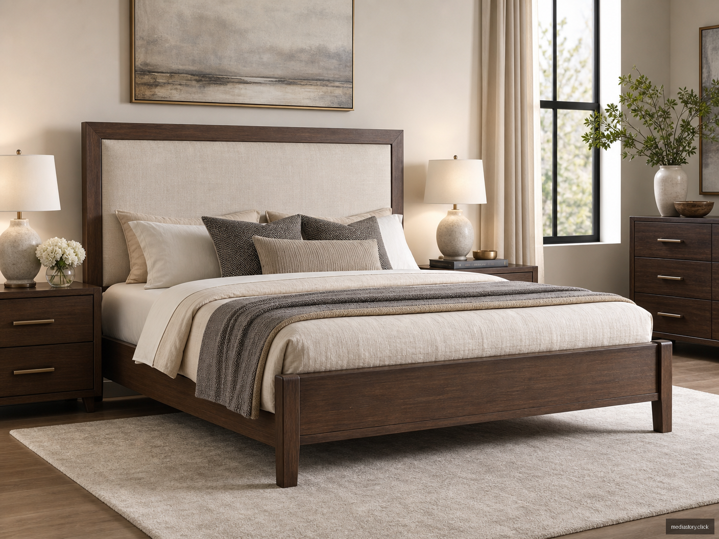 Blush Pink Velvet Upholstered Bed