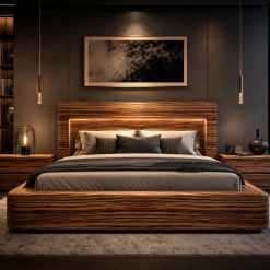 Royal Blue Velvet Panel Bed