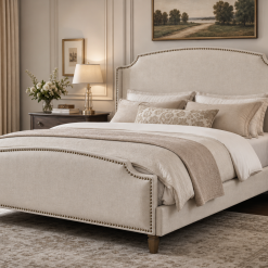 Grey Velvet Wingback Bed