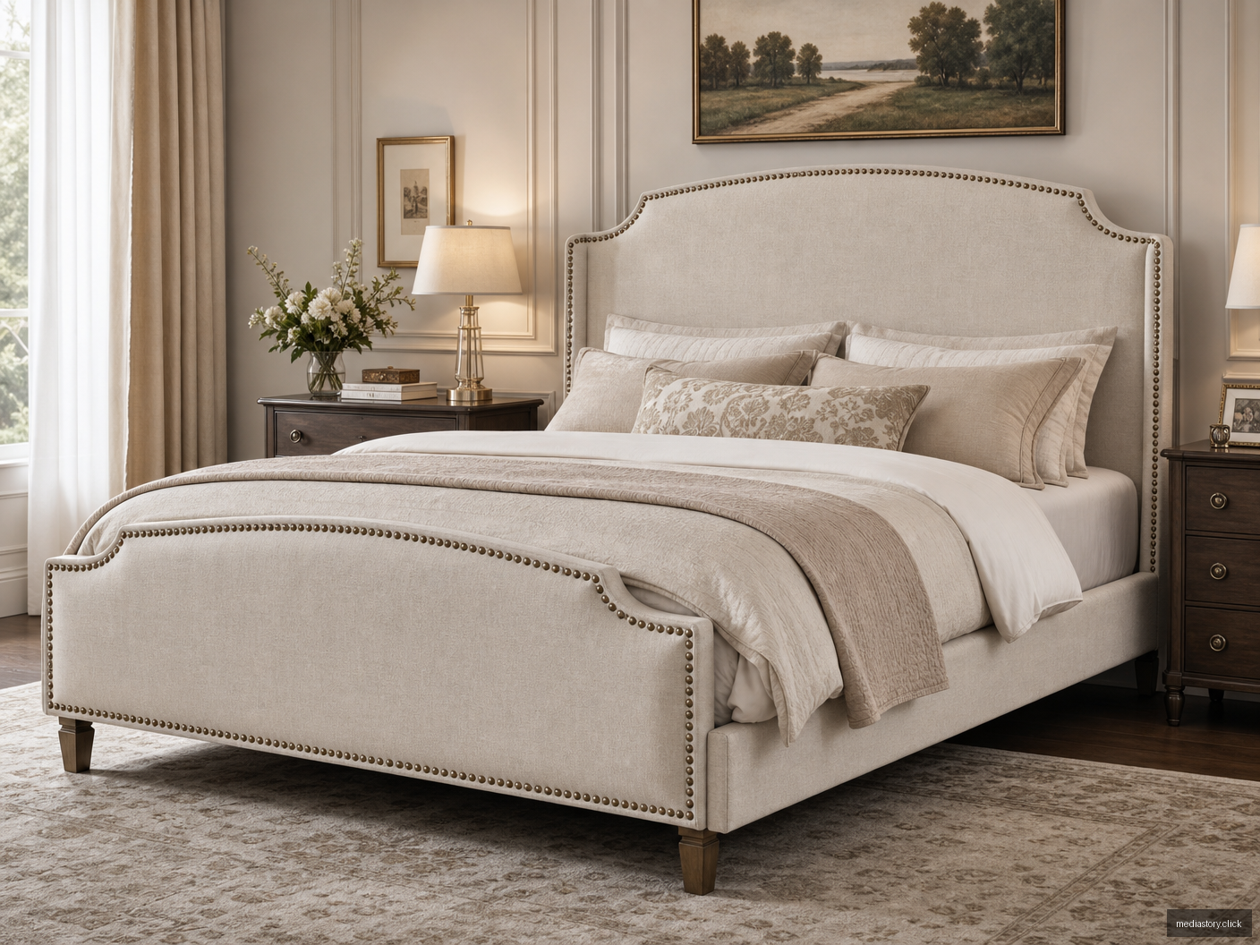 Grey Velvet Wingback Bed