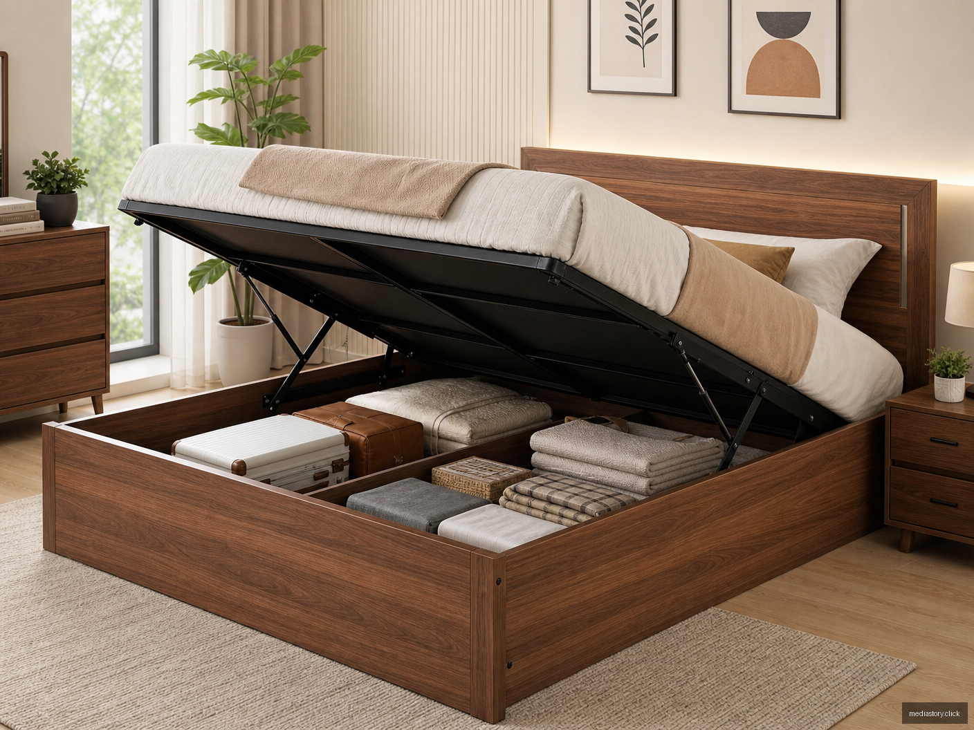 Champagne Velvet Upholstered Bed